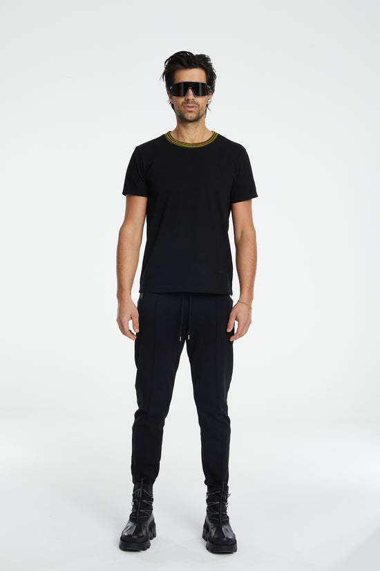 Denim Knit T-shirt - Siyah/Sarı
