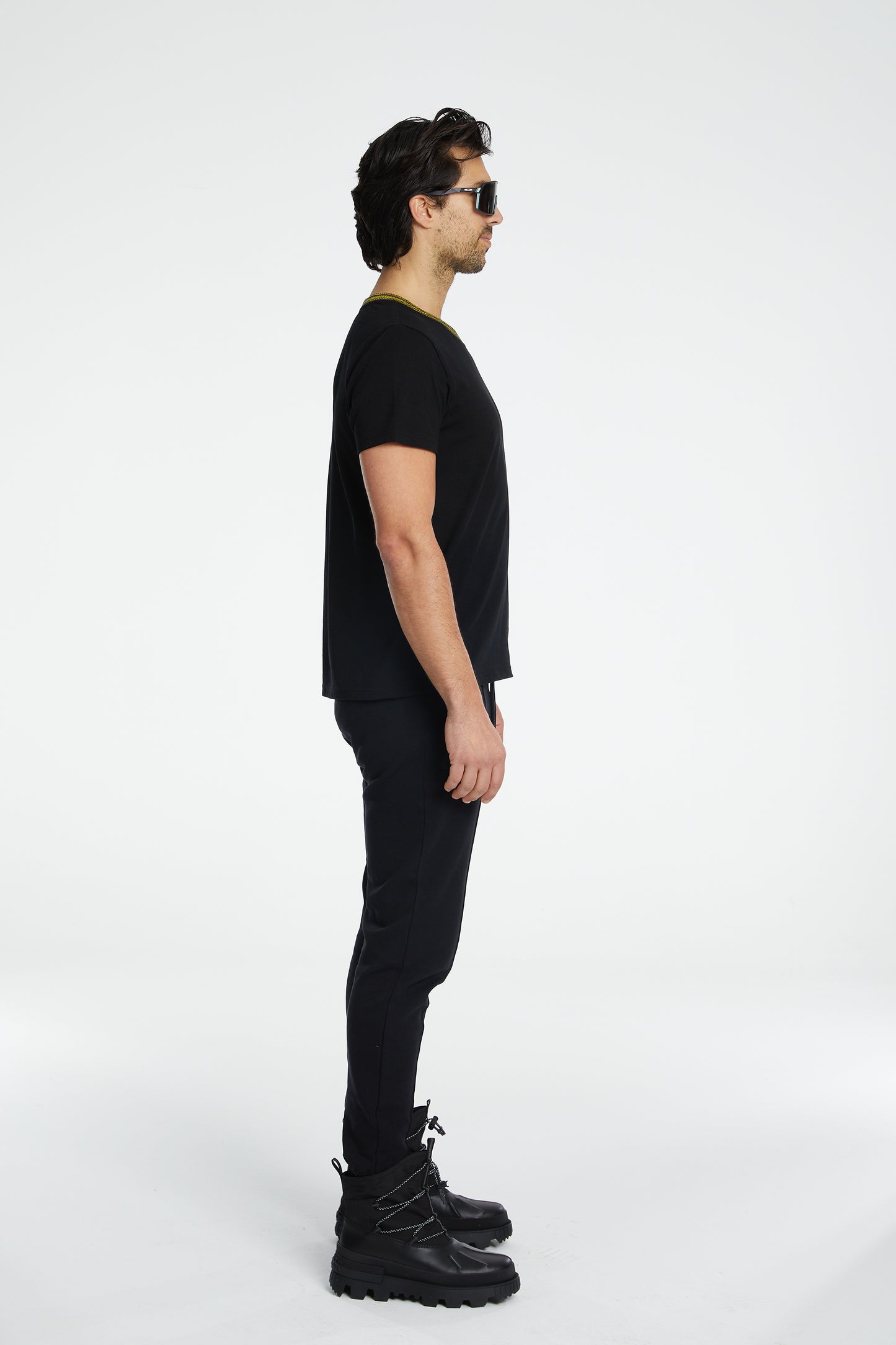 Denim Knit T-Shirt - Black