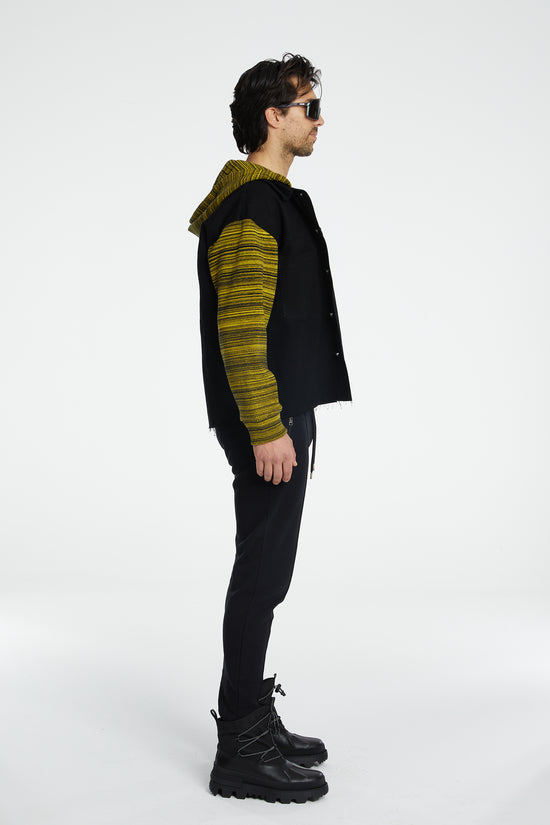 Denim Knit Ceket - Siyah/Sarı