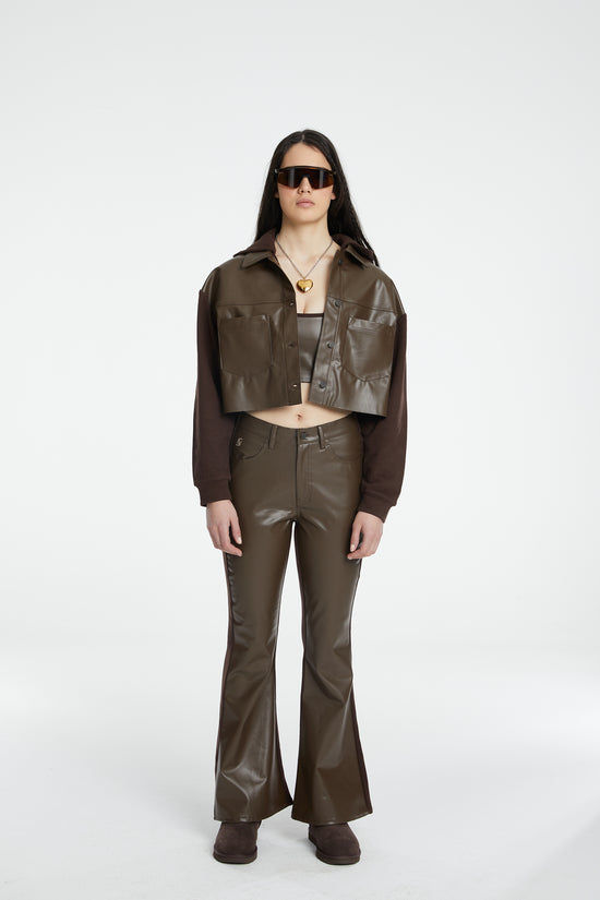 Load image into Gallery viewer, Vegan Leather Jacket - Chocolate
