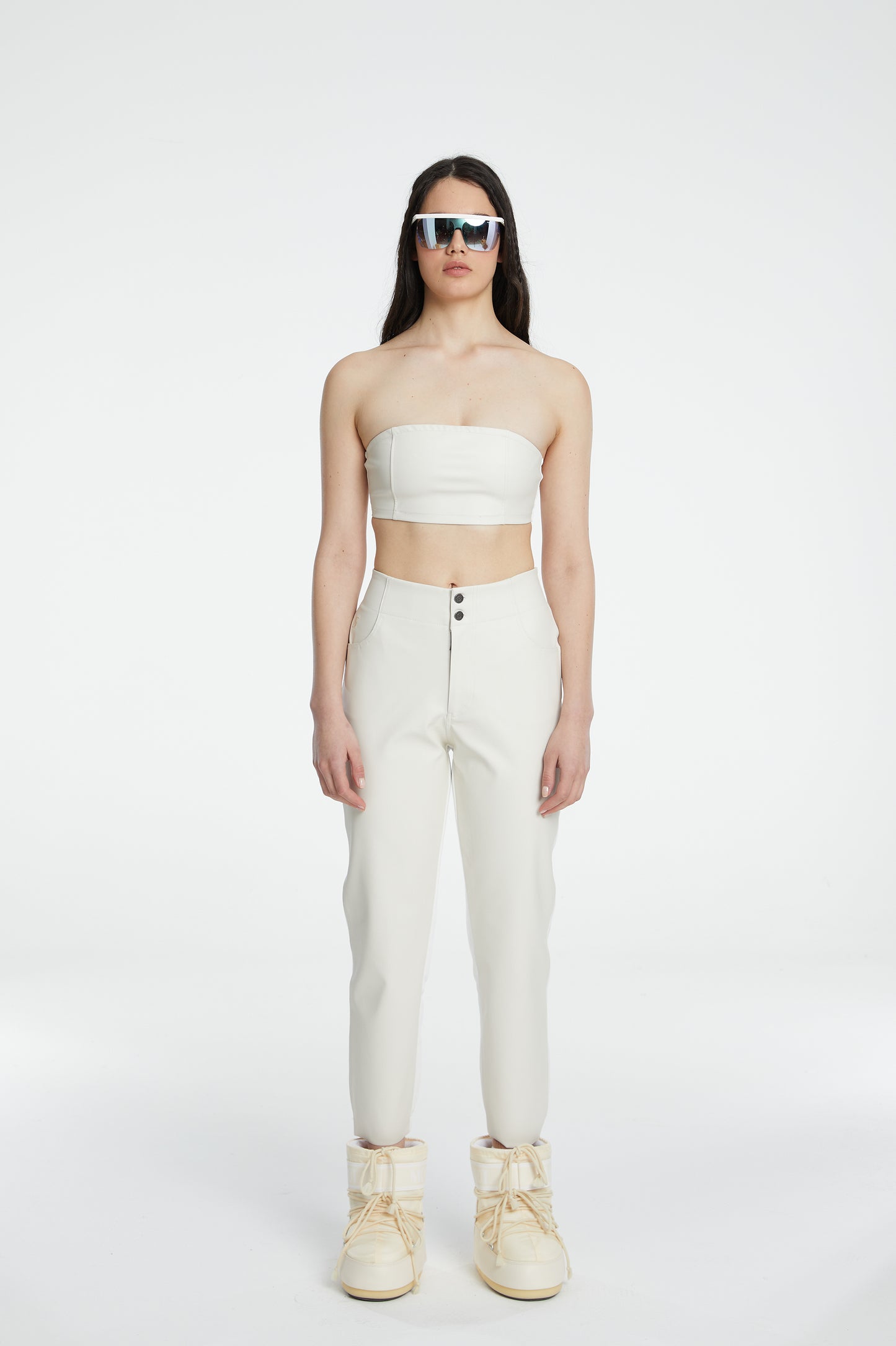 Vegan Leather Boyfriend Sweatpant - Eggshell