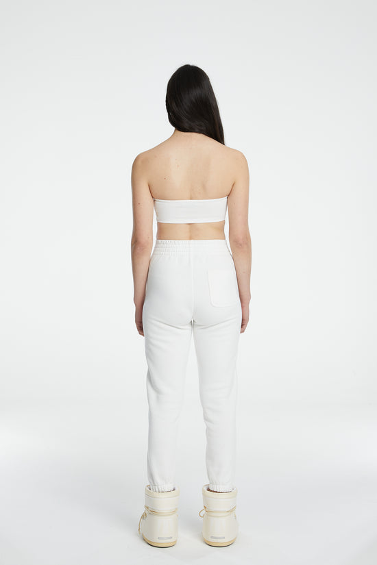 Vegan Leather Boyfriend Sweatpant - Eggshell