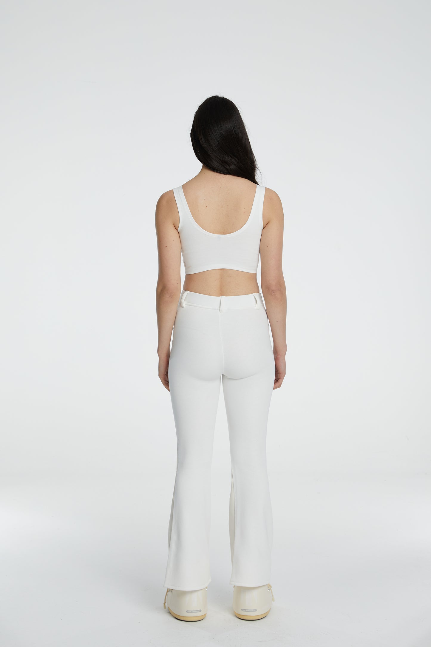 Vegan Leather Flare Sweatpant - Eggshell