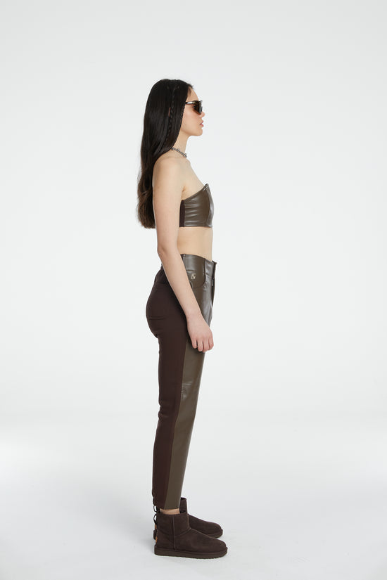 Vegan Leather Boyfriend Sweatpant - Chocolate