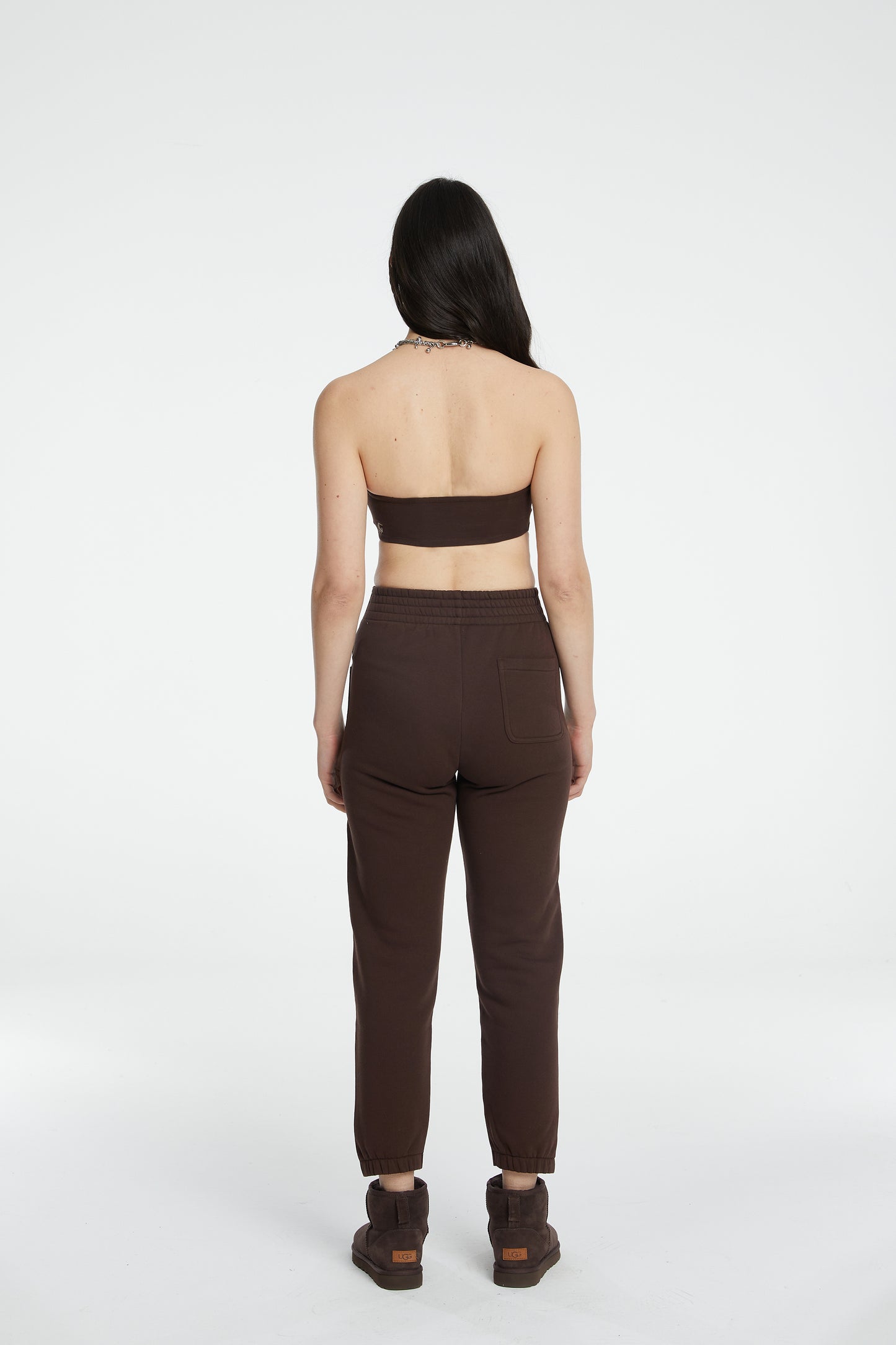 Vegan Leather Boyfriend Sweatpant - Chocolate