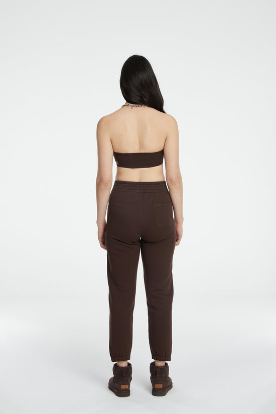 Vegan Leather Boyfriend Sweatpant - Chocolate