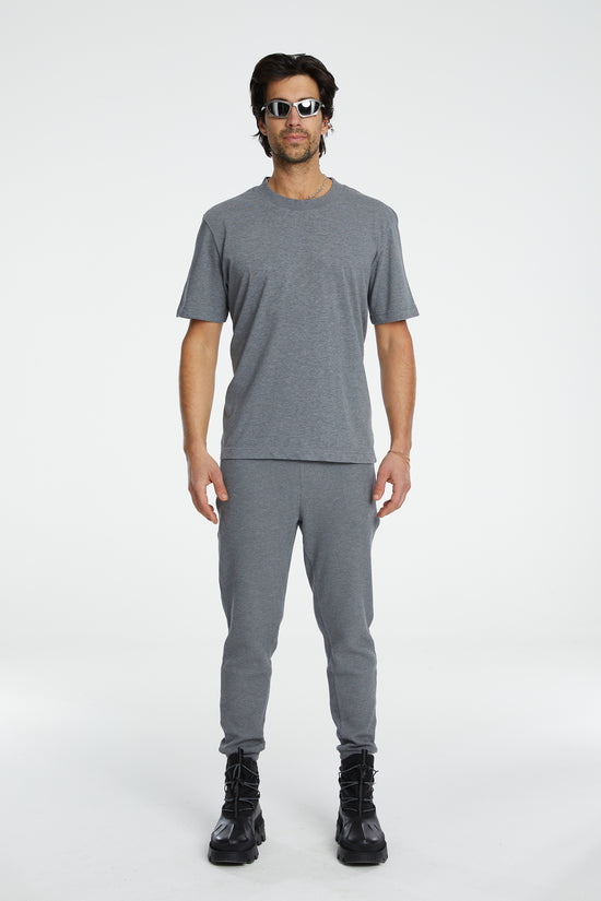 Cotton Basic T-Shirt - Gri