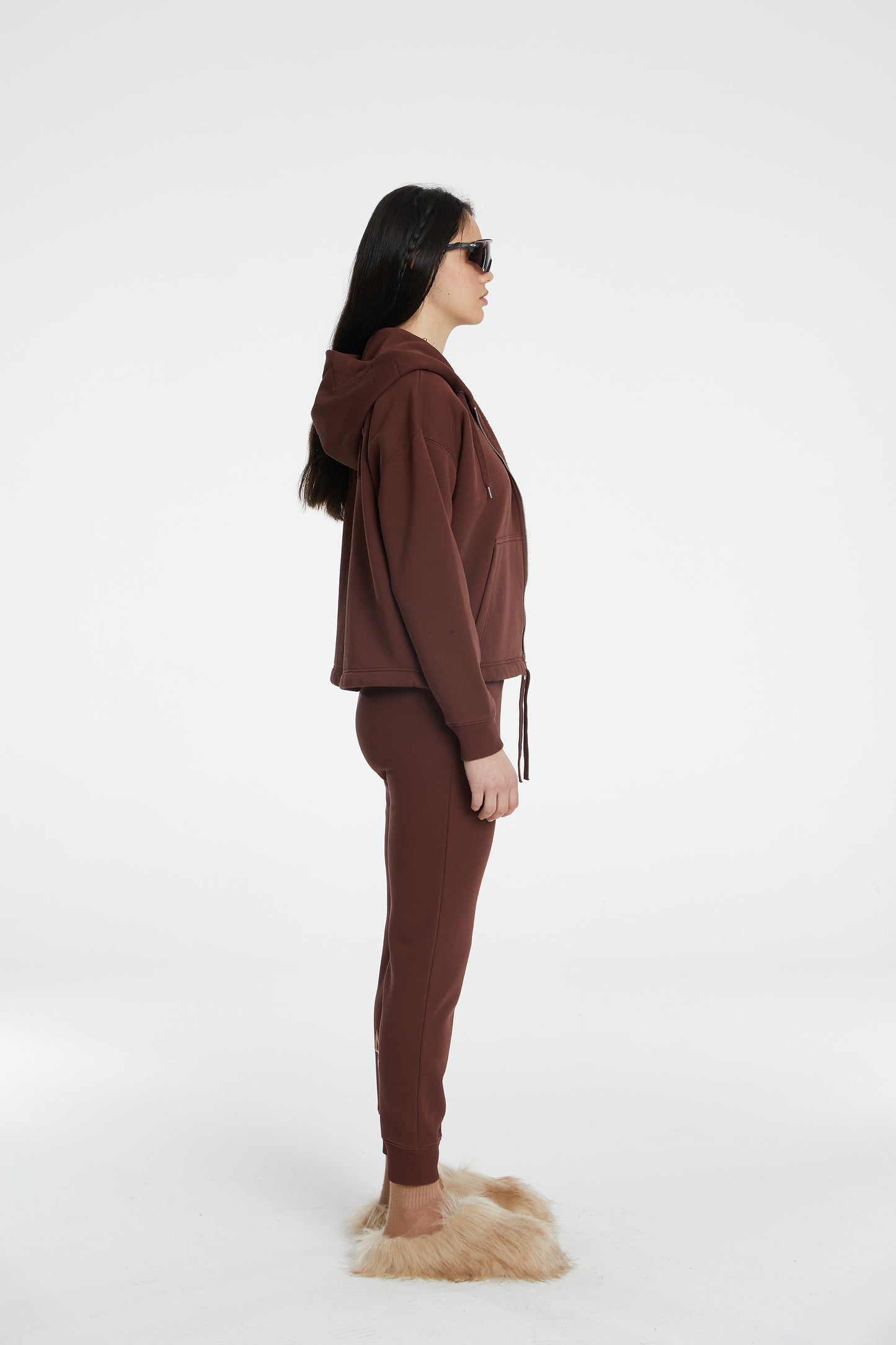 Cotton Tube Sweatpants - Brown Stone