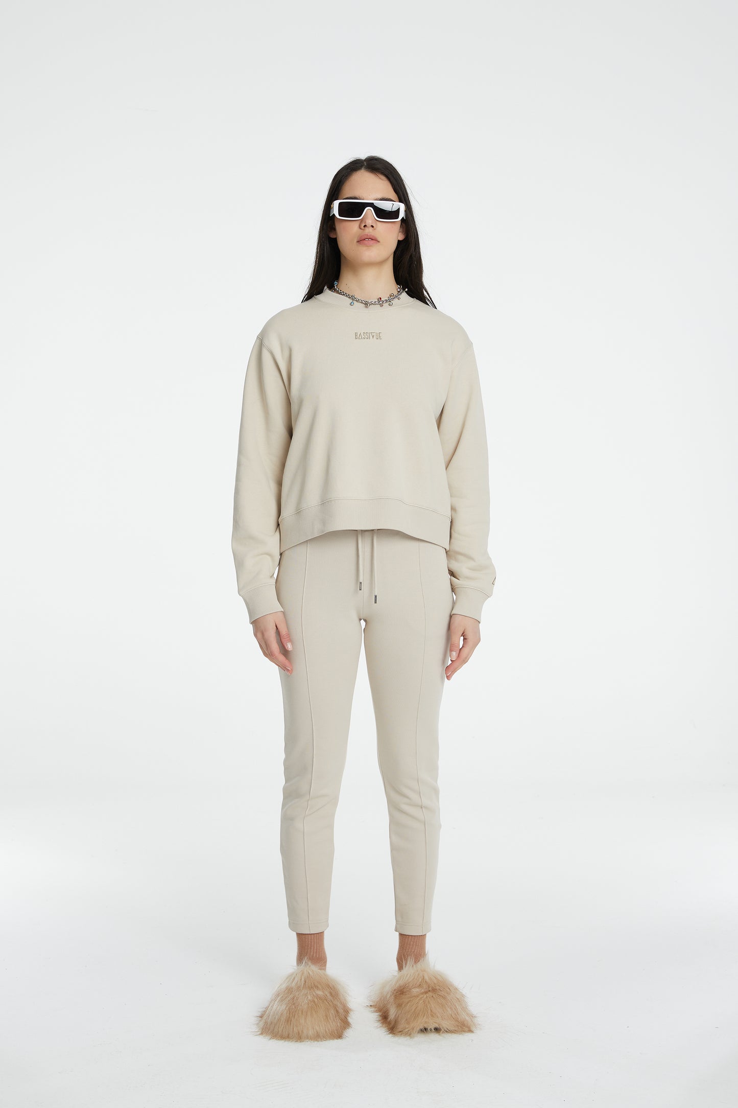 Cotton Crewneck Sweatshirt - Warm Beige