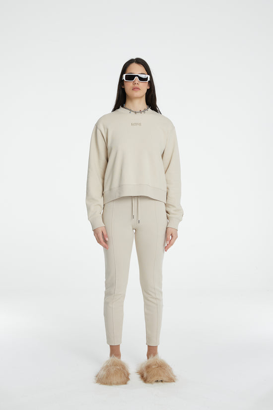 Cotton Crewneck Sweatshirt - Warm Beige