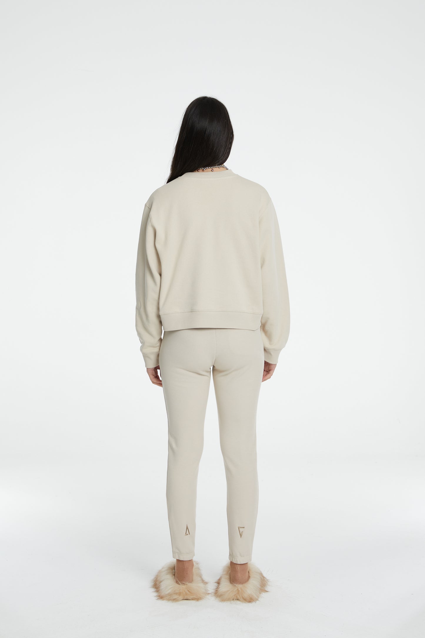 Cotton Crewneck Sweatshirt - Warm Beige