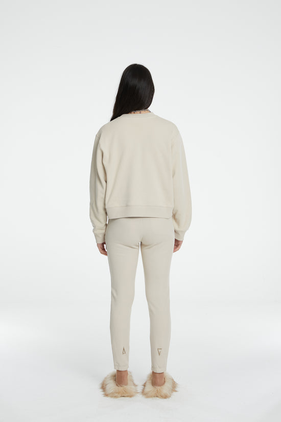 Load image into Gallery viewer, Cotton Crewneck Sweatshirt - Warm Beige
