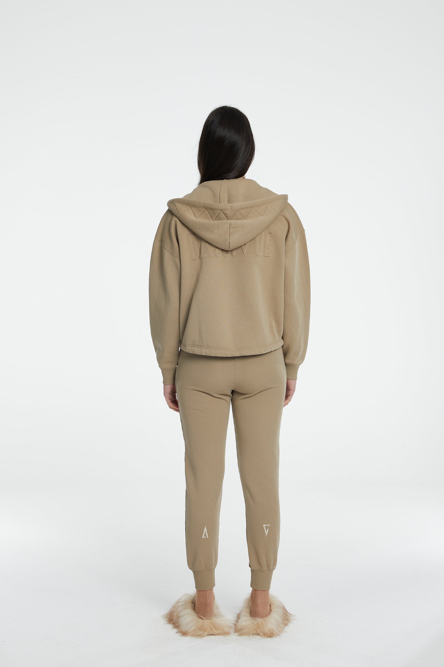 Cotton Zipper Sweatshirt - True Beige