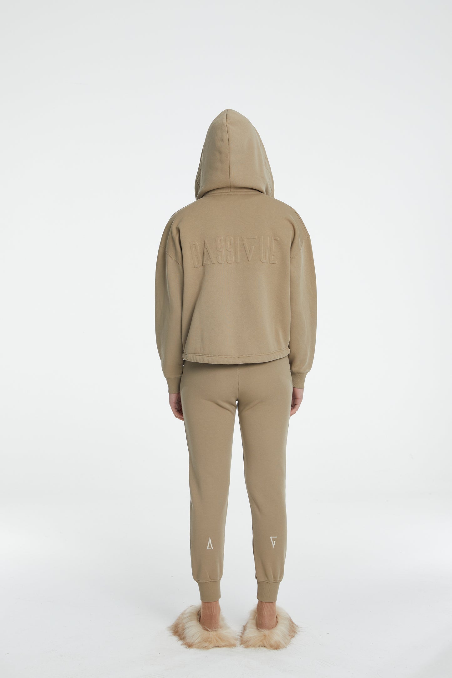 Cotton Zipper Sweatshirt - True Beige