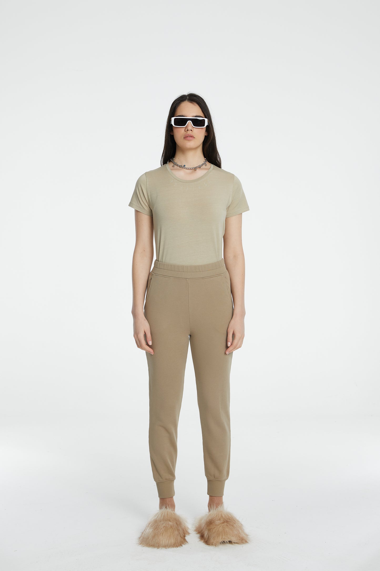 Cotton Tube Sweatpants - True Beige