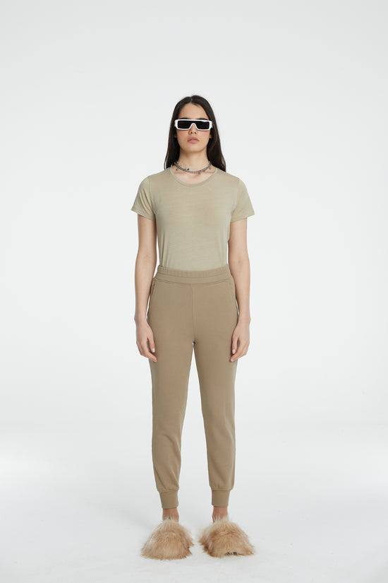 Cotton Tube Sweatpants - True Beige