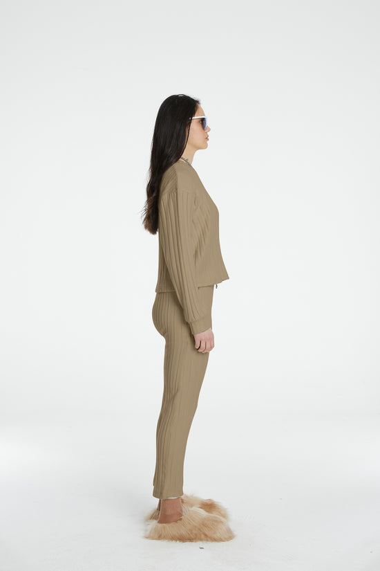 Stripe Cigarette Sweatpants - True Beige
