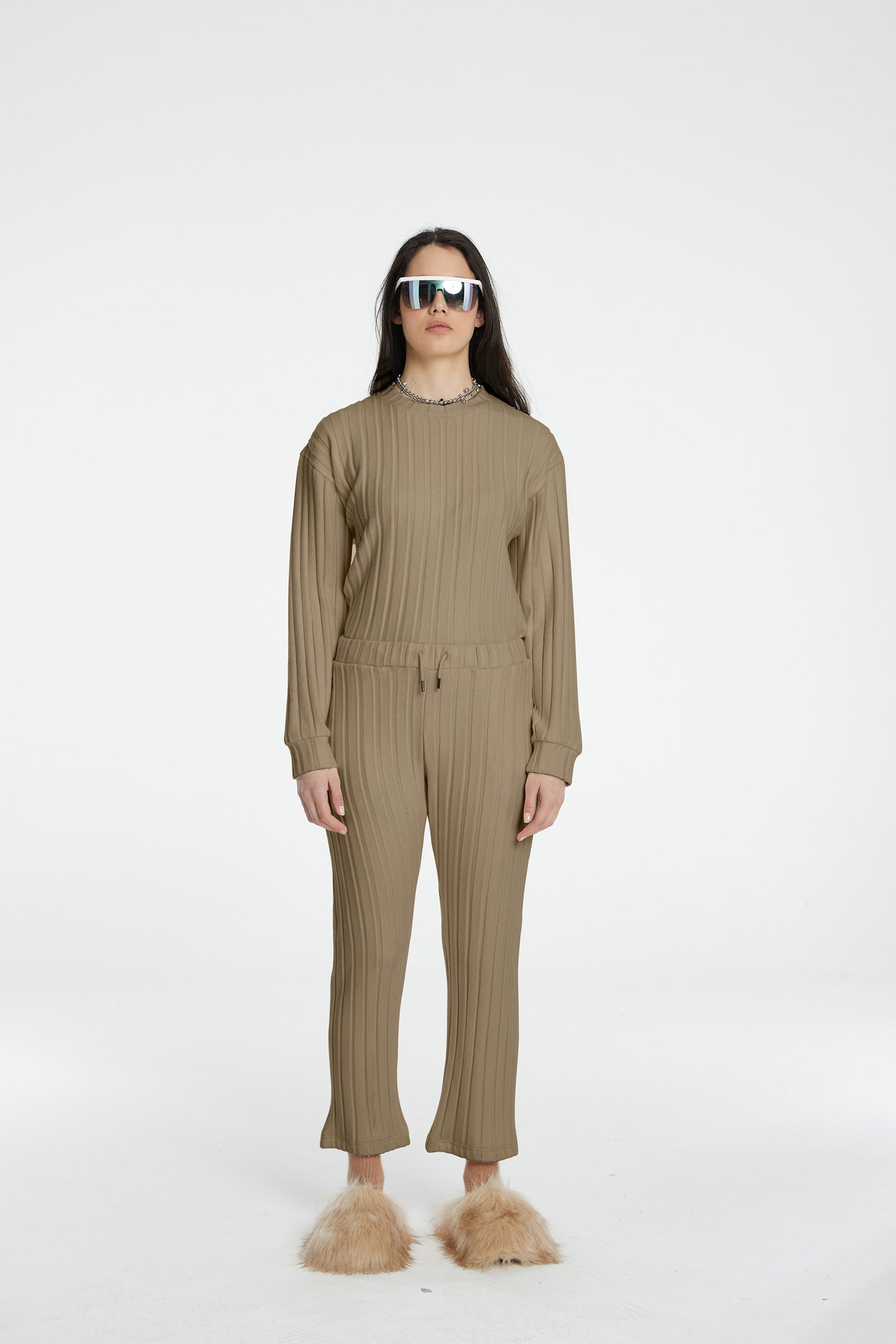 Stripe Cigarette Sweatpants - True Beige