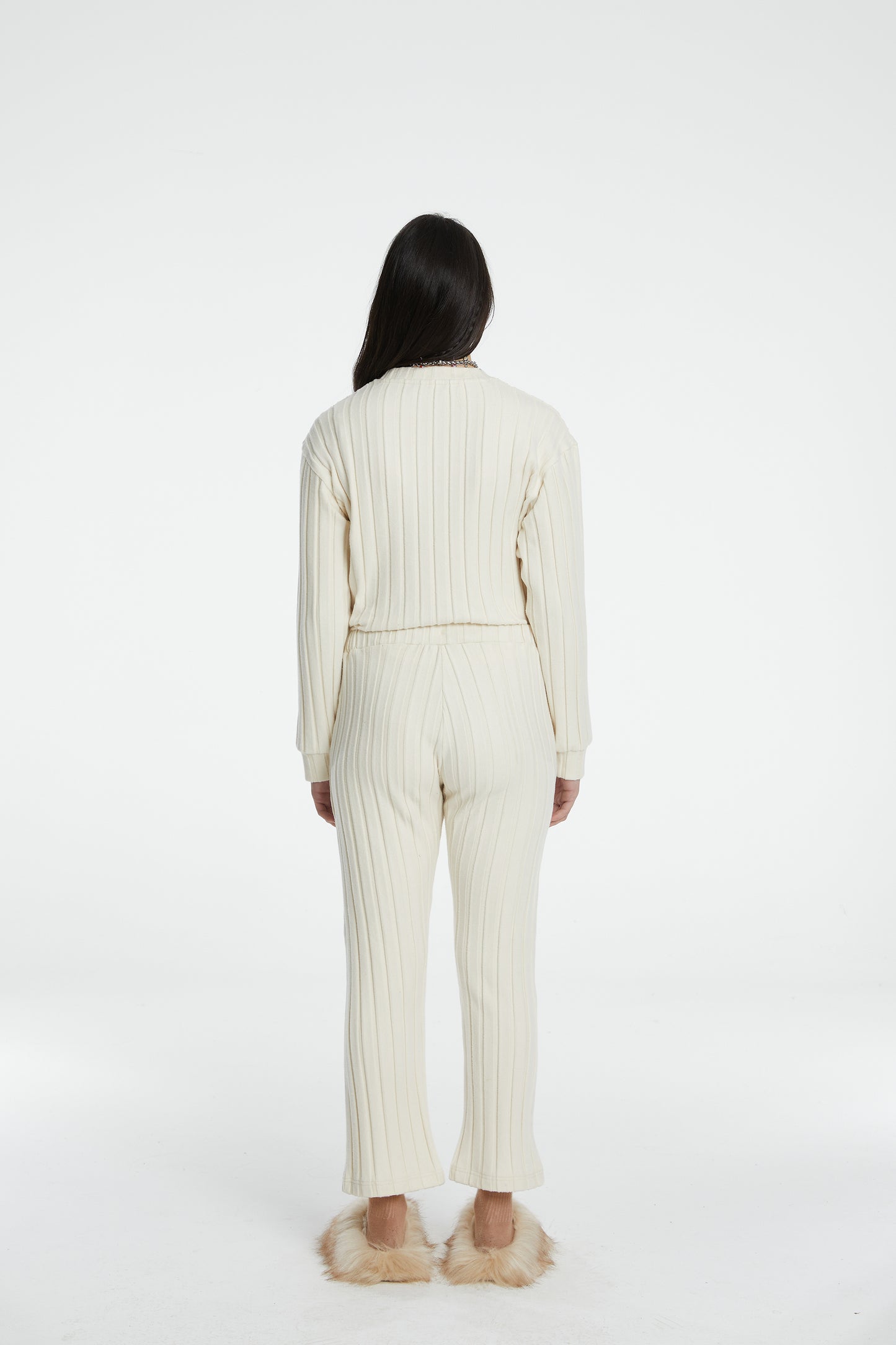 Load image into Gallery viewer, Stripe Cigarette Sweatpants - Cream
