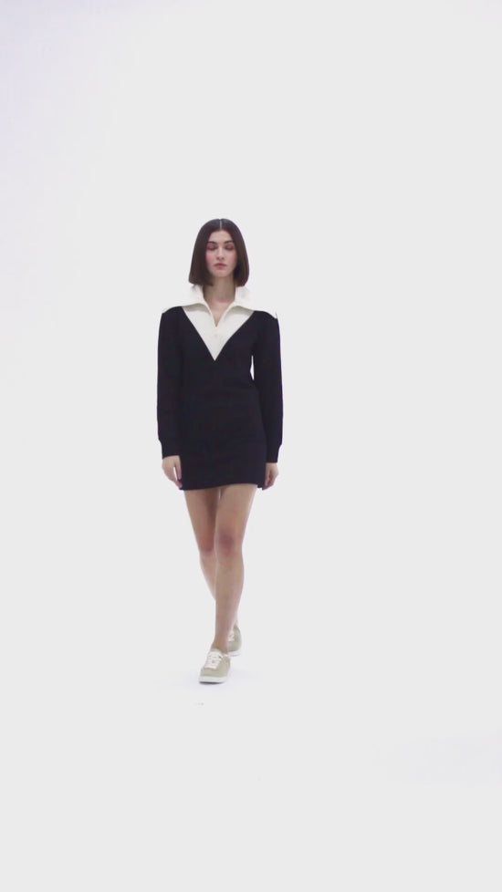 Load and play video in Gallery viewer, Mini Zip-Neck Sweater Dress
