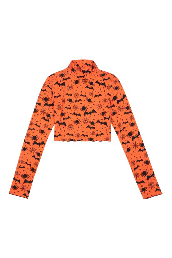 Halloween - Yarasa Desen Baskılı Uzun Kollu T-Shirt