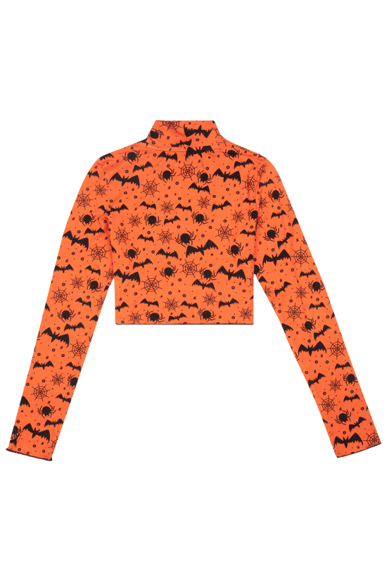 Halloween - Yarasa Desen Baskılı Uzun Kollu T-Shirt