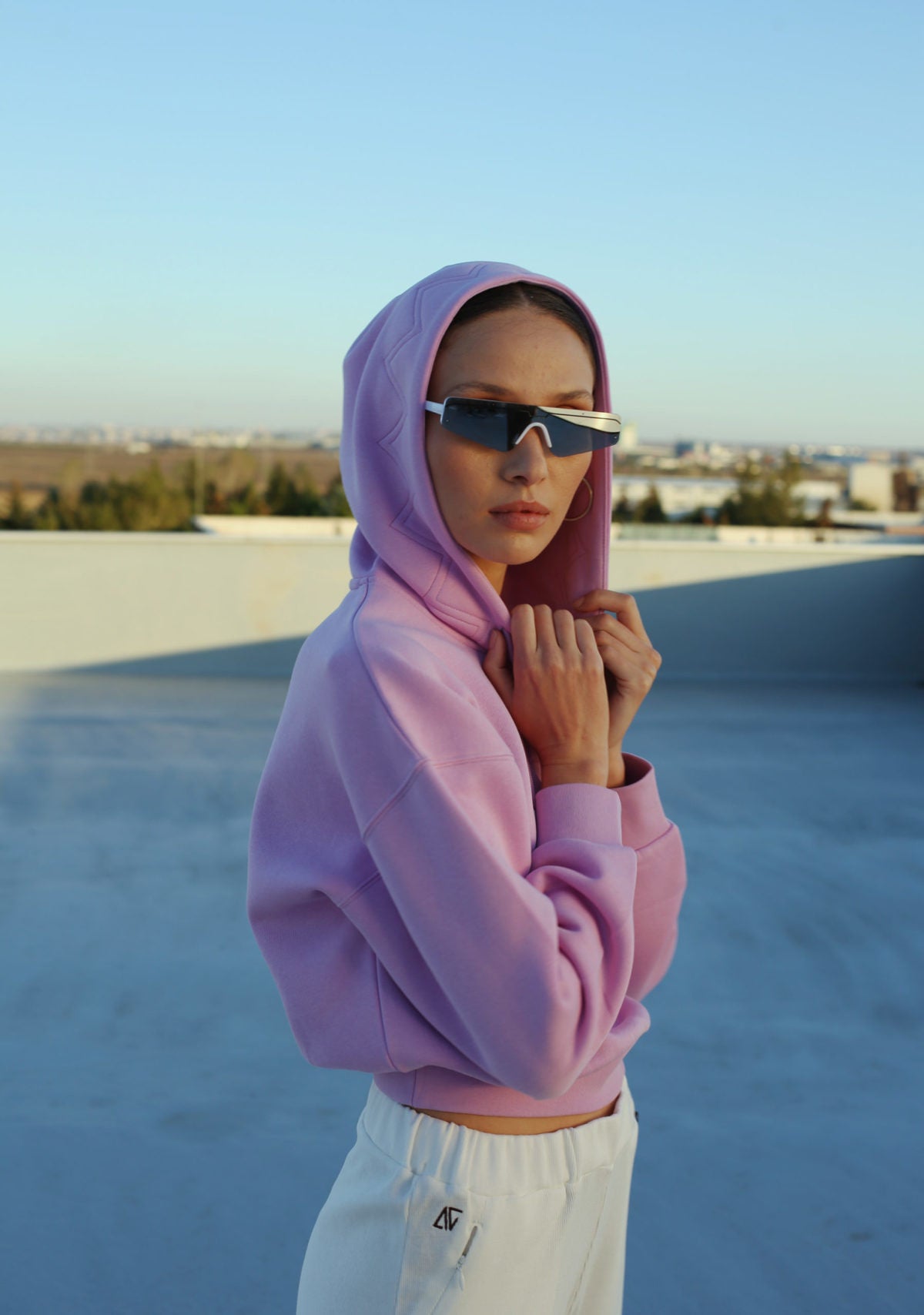 Crop Hoodie - Purple Chives