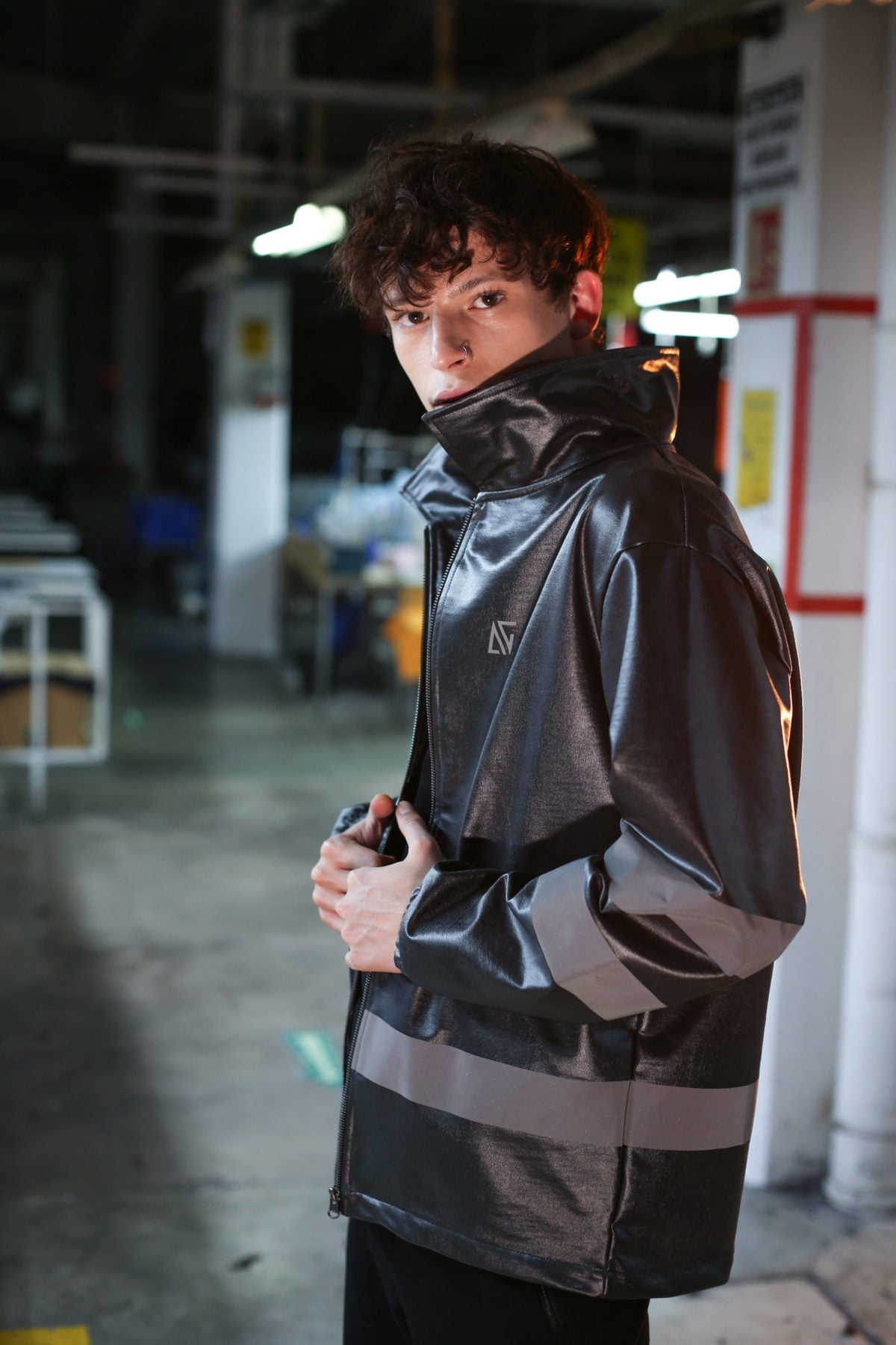 Black Reflective Raincoat