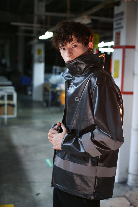 Black Reflective Raincoat