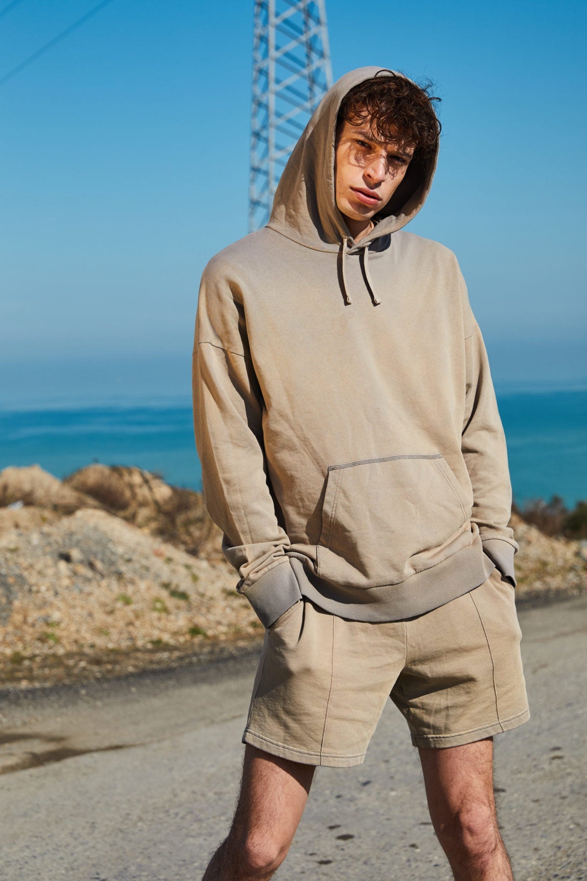 Cotton Hoodie - Acid Khaki