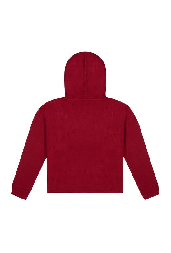 Waffle Oversize Hoodie - Wine