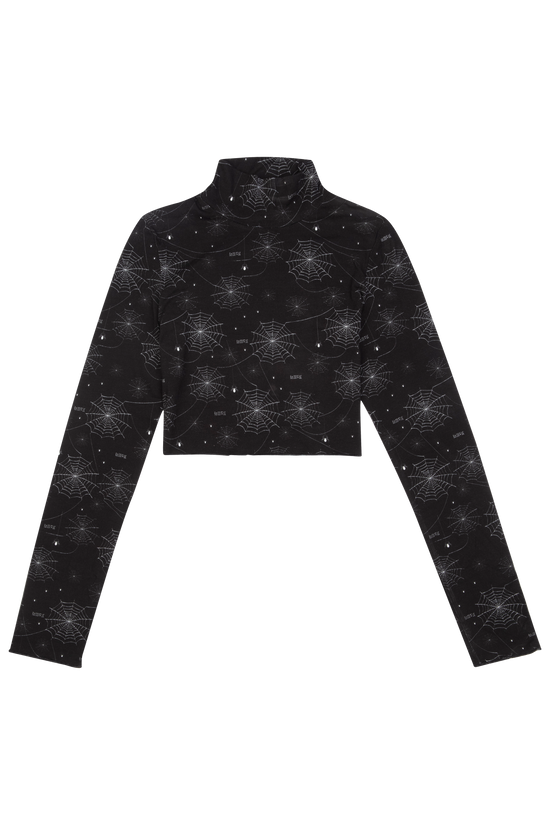 Halloween - Örümcek Desen Baskılı Uzun Kollu T-Shirt