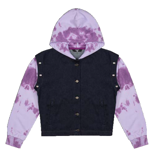 Navy Denim Vest Jacket - Sparkling Grape/Digital Lavender
