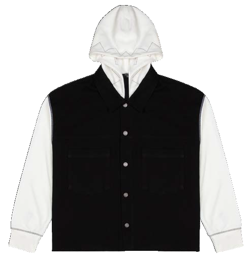 Black Denim Jacket - White
