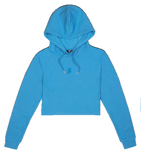 Load image into Gallery viewer, Waffle Crop Hoodie - Tranquil Blue
