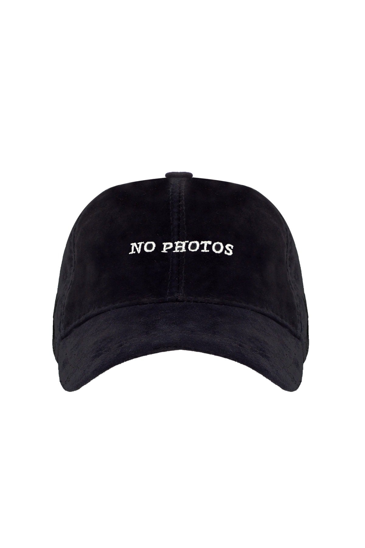 No Photos Please Suede Leather Hat - Black