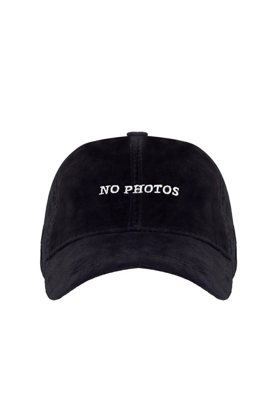 No Photos Please Suede Leather Hat - Black