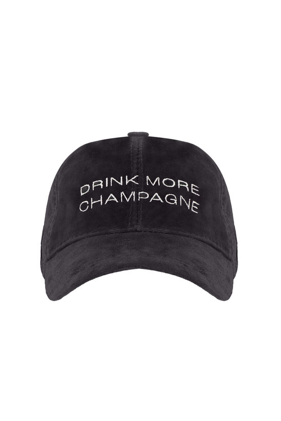 Drink More Champagne Suede Leather Hat 
