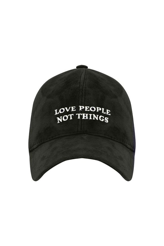 Love People Not Things  Süet Deri Şapka  - Koyu Yeşil