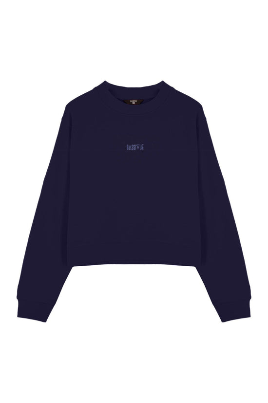 Pamuklu Bisiklet Yaka Sweatshirt - Koyu Lacivert