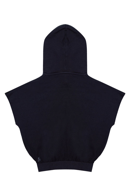 Rubber Black Crop Hoodie
