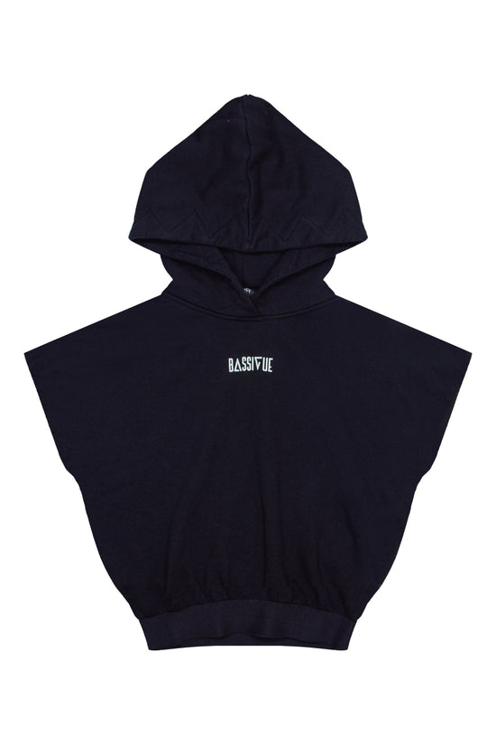 Rubber Black Crop Hoodie