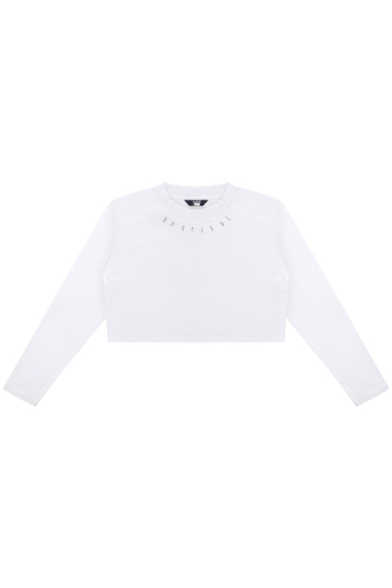 Load image into Gallery viewer, Cotton Crop Long Sleeve T-Shirt - White
