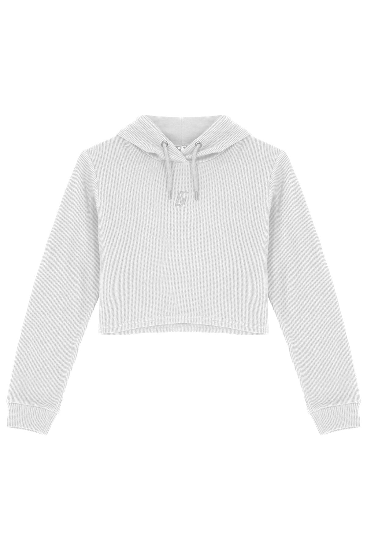 Waffle Kapüşonlu Sweatshirt - Beyaz