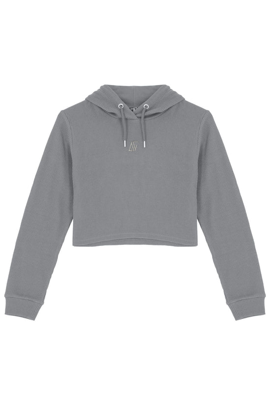 Waffle Kapüşonlu Sweatshirt - Gri