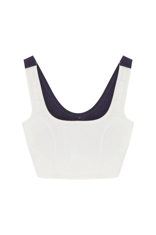 Denim Tank Top - Lacivert/Beyaz