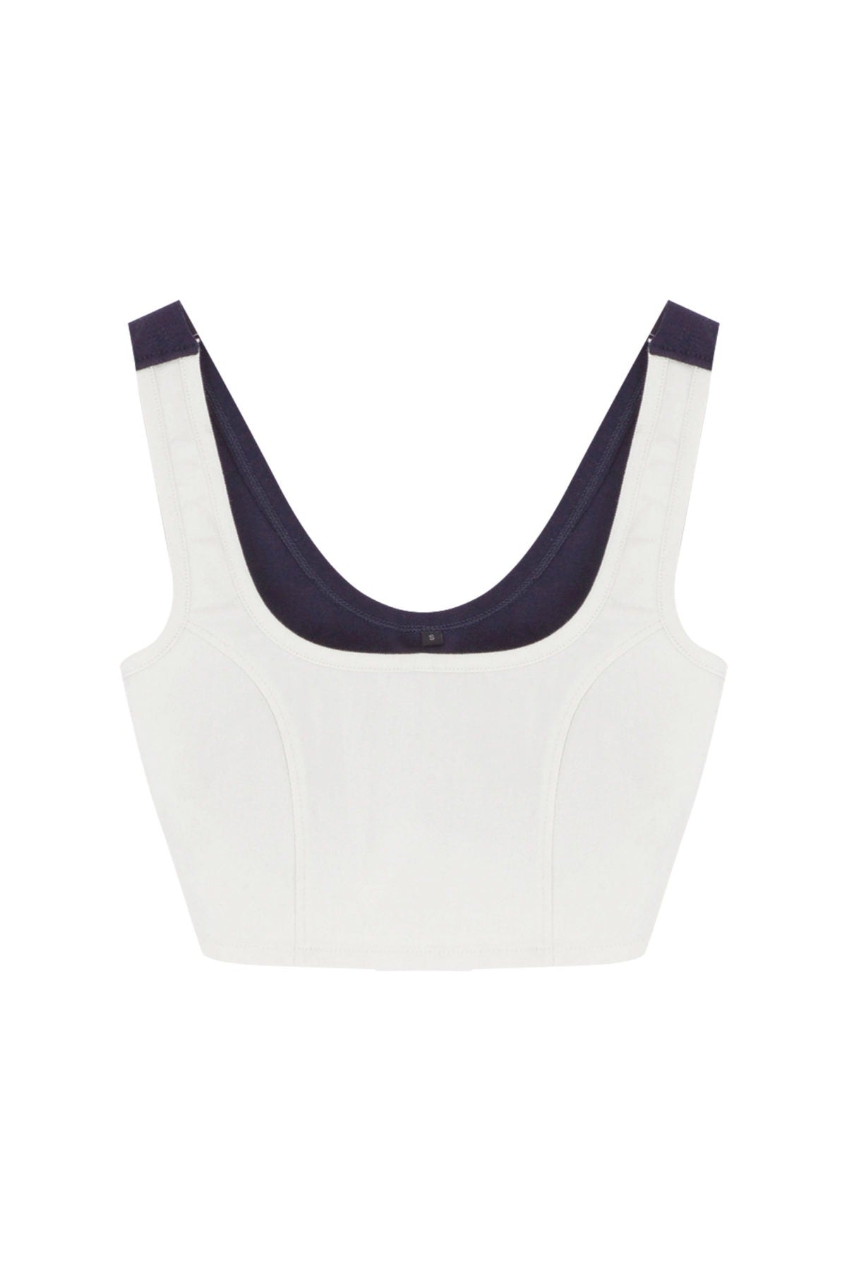 Jean Crop Top -  Lacivert/Beyaz