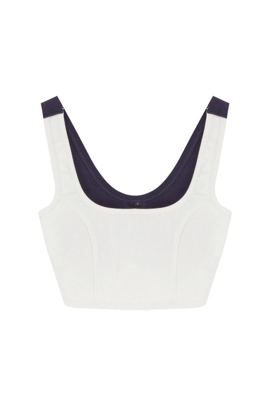 Jean Crop Top -  Lacivert/Beyaz