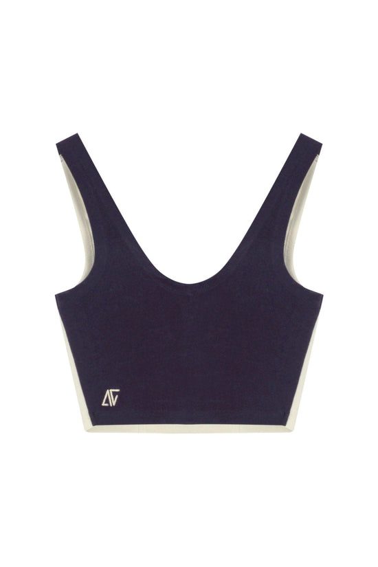 Denim Tank Top - Lacivert/Beyaz