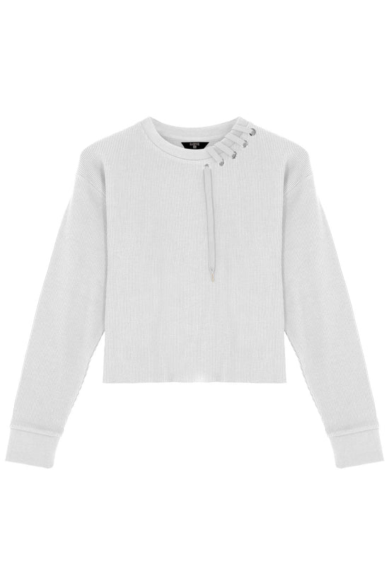 Waffle Sweatshirt - Beyaz